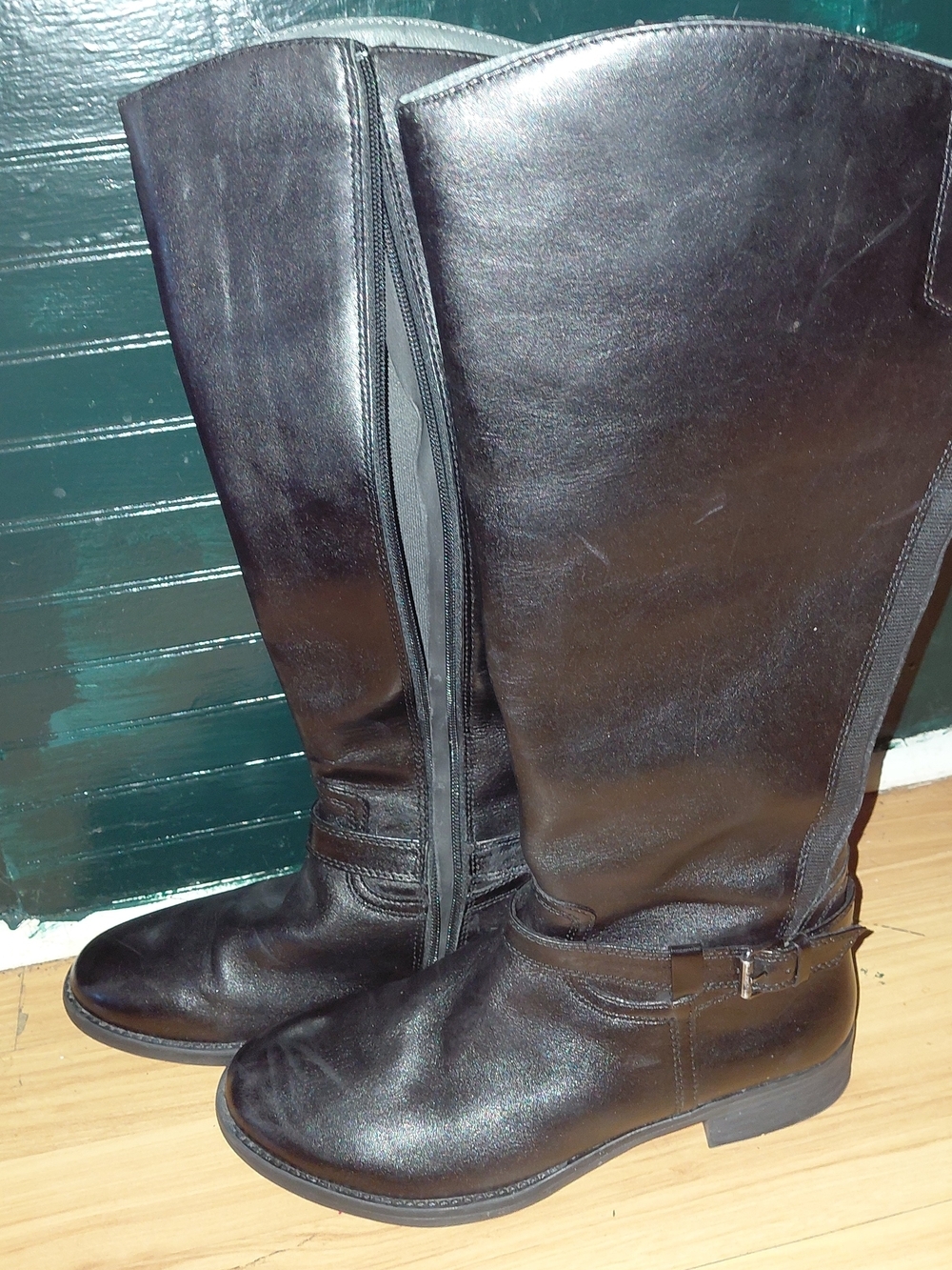 Bussola Black Tall Leather Riding Boots Size 10 - Picture 2 of 7